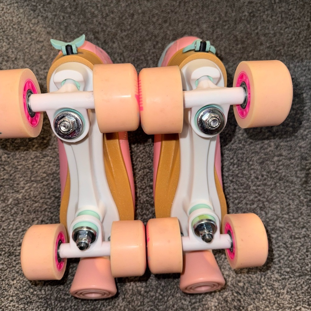 Kids Pink and Tan Roller Skates